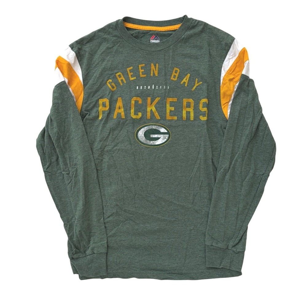 Majestic Green Bay Packers Long Sleeve Shirt Mens Small Green NFL Football Tee
